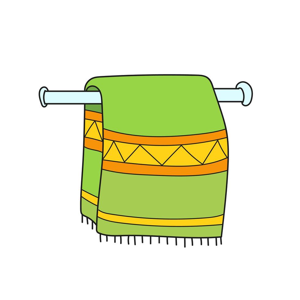 Simple cartoon icon. Towel, hanging on a towel holder vector