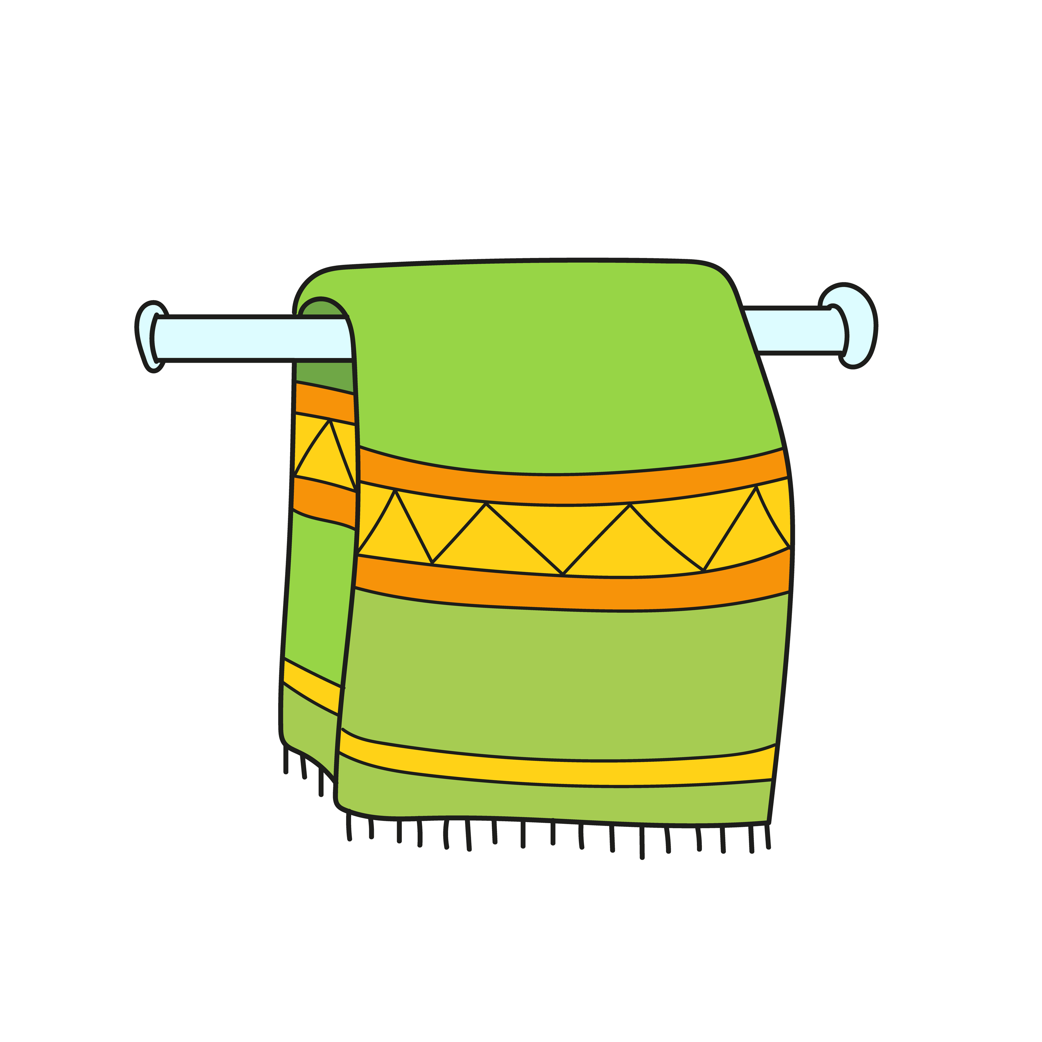 Simple cartoon icon. Towel, hanging on a towel holder 4597925 Vector Art at  Vecteezy