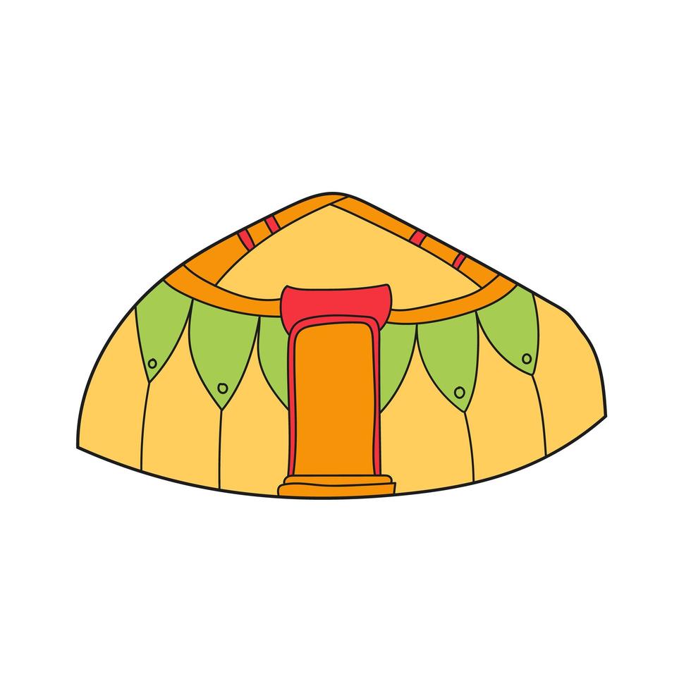 Simple cartoon icon. Vector Yurt Cartoon Illustration. House of Asian nomads.