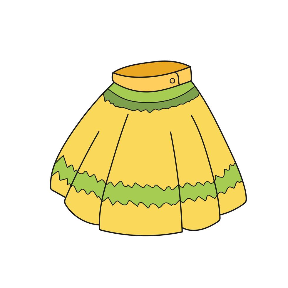 Simple cartoon icon. Illustration of cute cartoon yellow skirt. vector