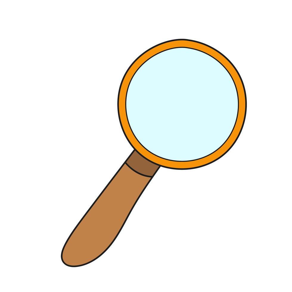 Simple cartoon icon. Magnifying glass vector image