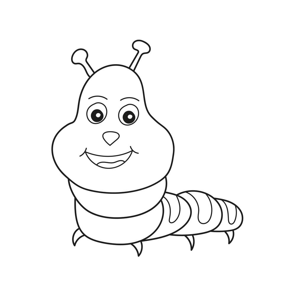 Simple coloring page. Caterpillar for coloring page. Cute simple caterpillar vector