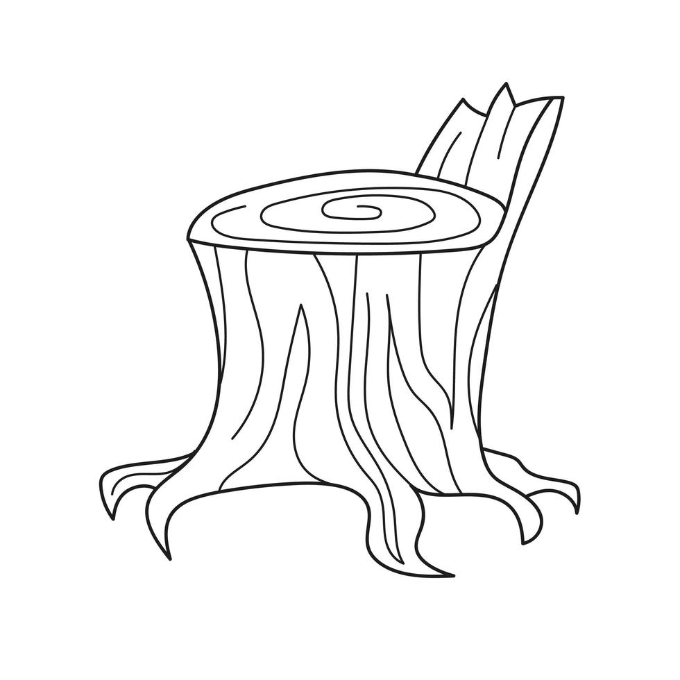 Simple coloring page. Cartoon Illustration of Funny Stump for Children vector