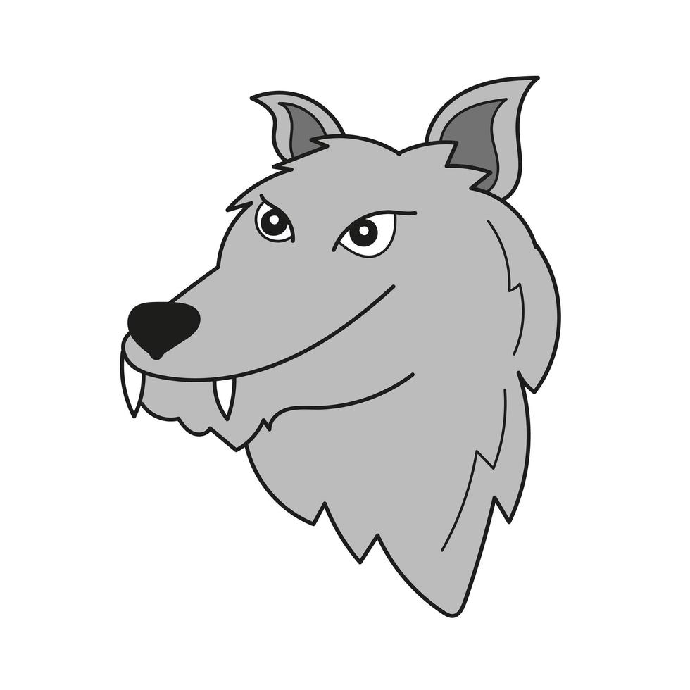 icono de dibujos animados simple. imagen de cabeza de lobo para niños en  edad preescolar 4597969 Vector en Vecteezy