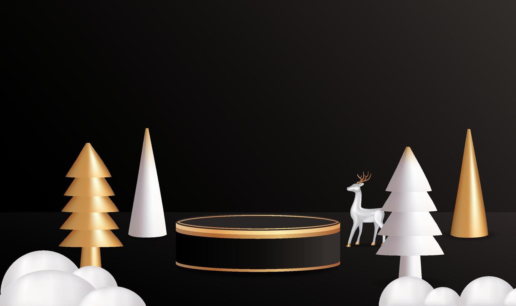 Merry Christmas with blank cylindrical display vector