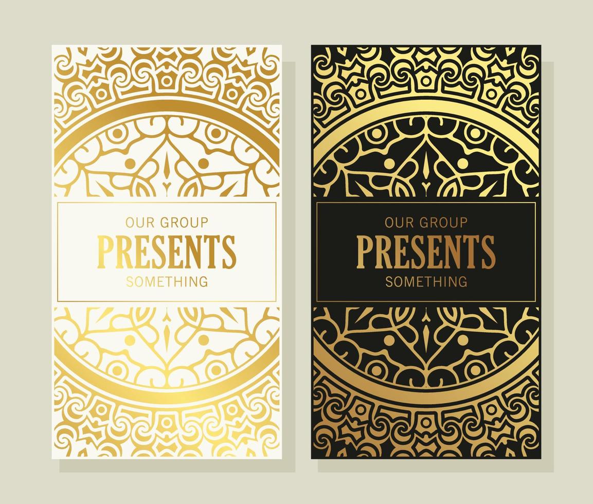 luxury card collection with ornament pattern vector