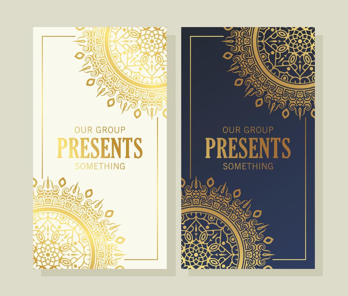 luxury card collection with ornament pattern vector