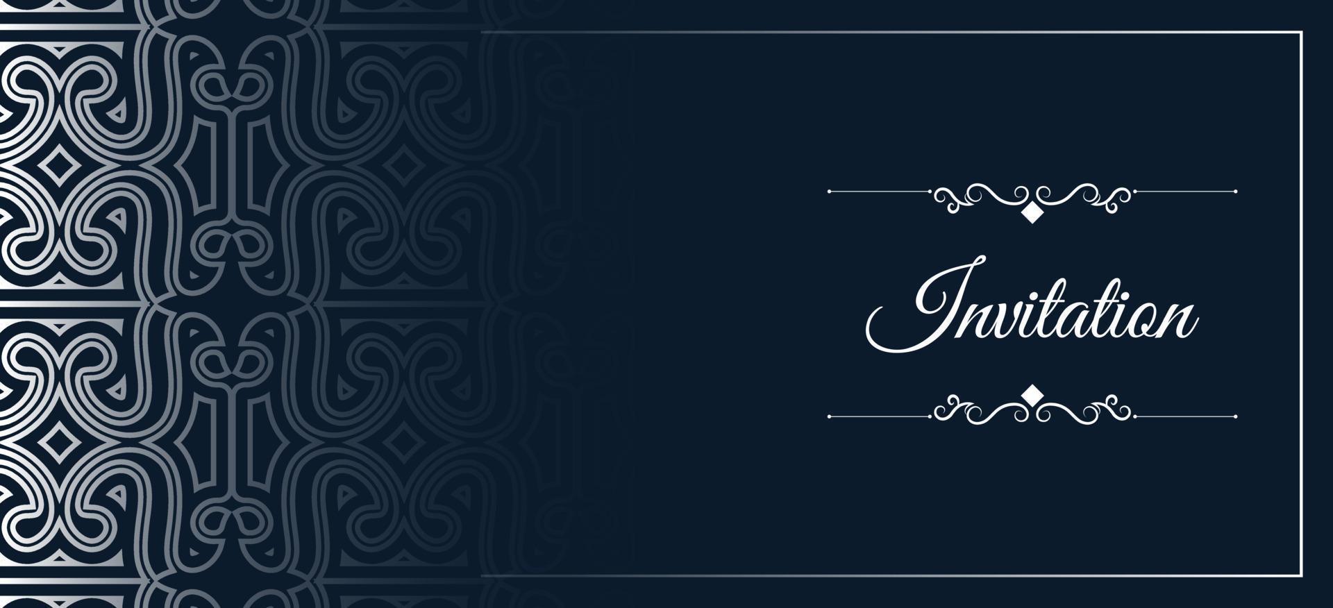 elegant blue pattern style invitation vector