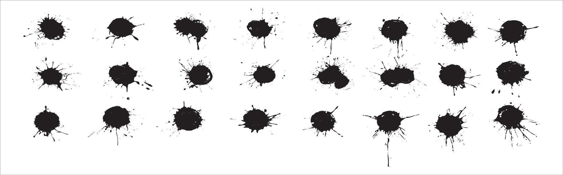 Set of black splash on white background vector illustration