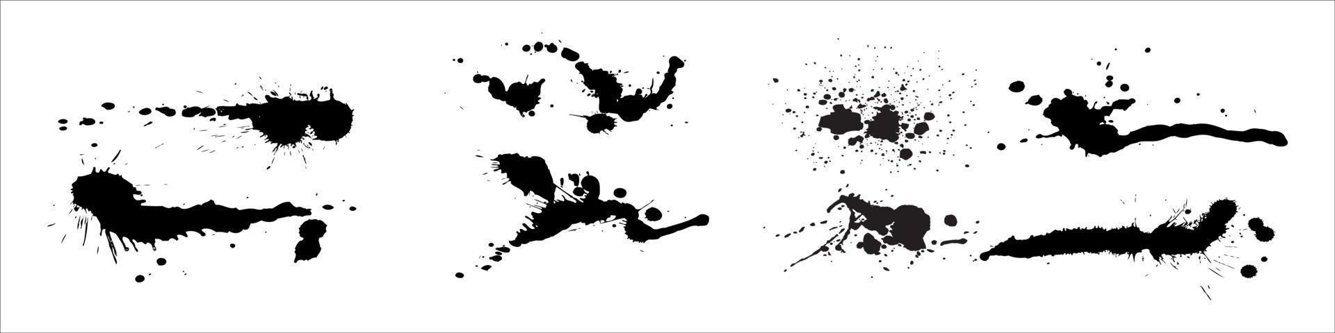 Set of black blots and ink splashes. vector