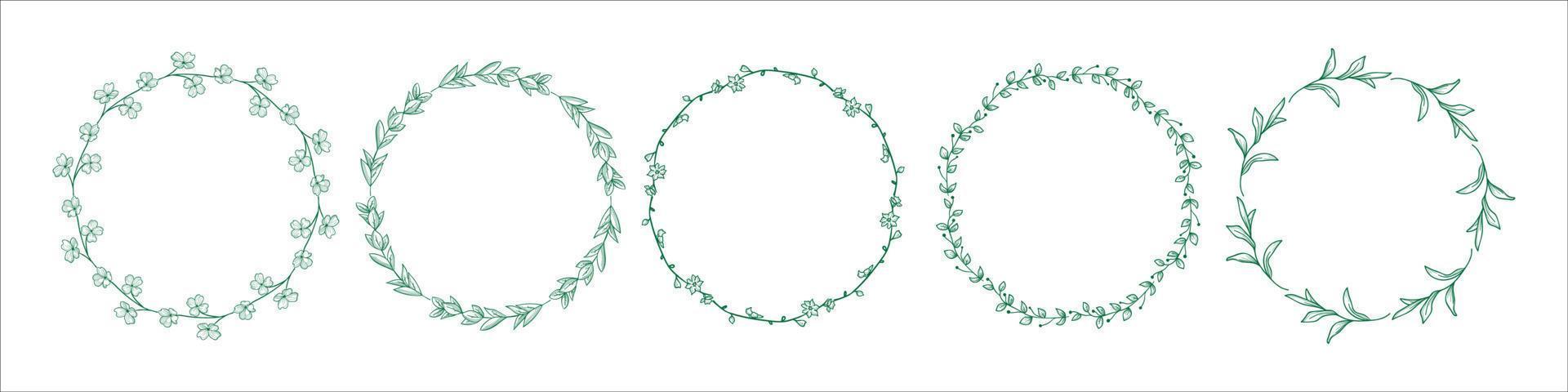 Green laurel wreath set vector