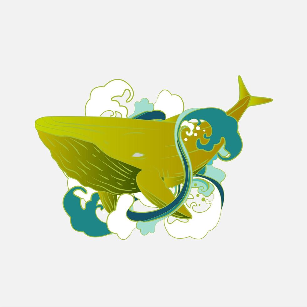 sea animal illustration design for sukajan is mean japan traditional cloth or t-shirt with digital hand drawn Embroidery Men T-shirts Summer Casual Short Sleeve Hip Hop T Shirt Streetwear vector