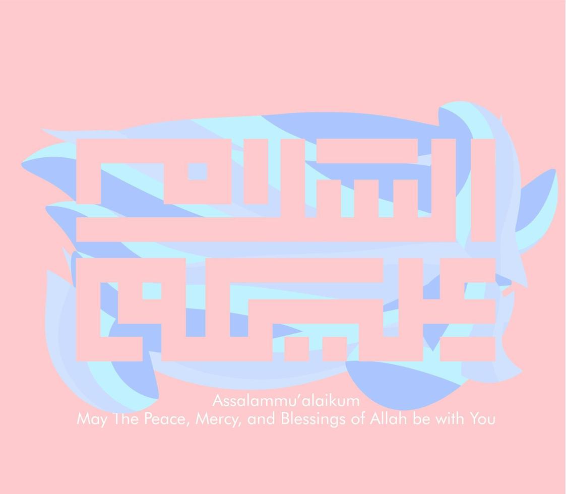 assalammualaikum is mean peace for you, kufic background logo icon vector