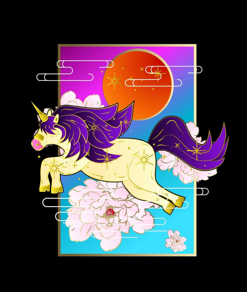 unicorn vector illustration for sukajan jacket kids