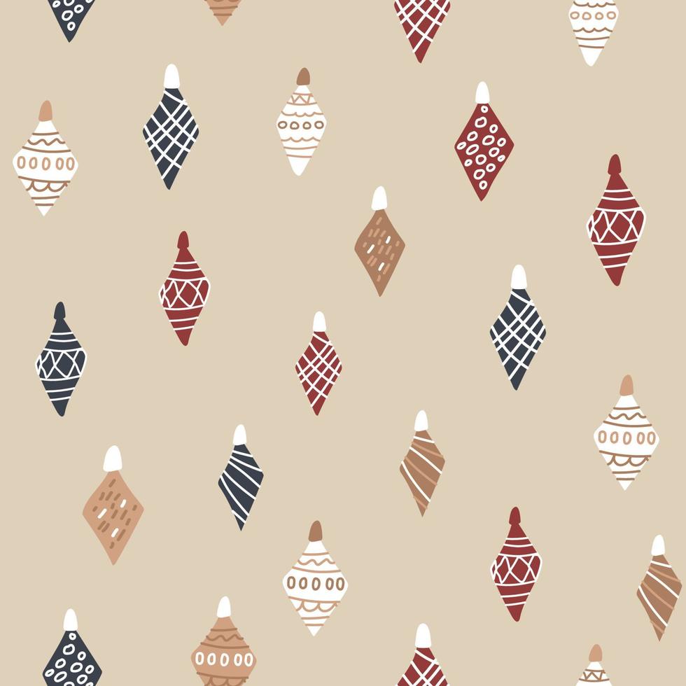 adornos de rombo de árbol de Navidad de patrones sin fisuras. ilustración vectorial de elementos aislados en colores beige, azul, blanco, rojo vector