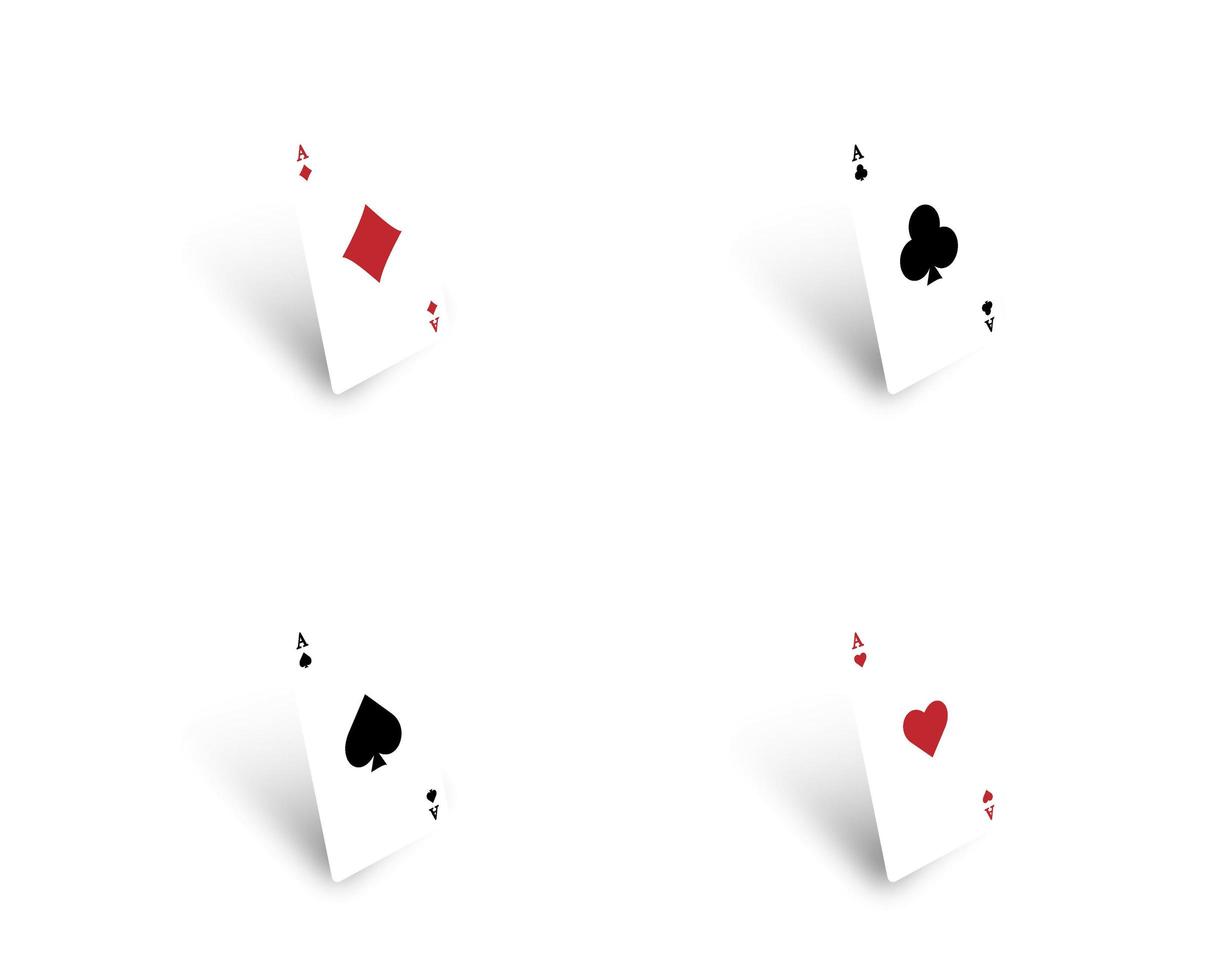 Four aces of different suits isolated on white background. vector