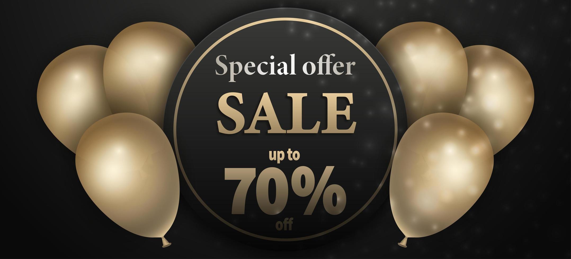 Special offer sale banner on luxury black background vector