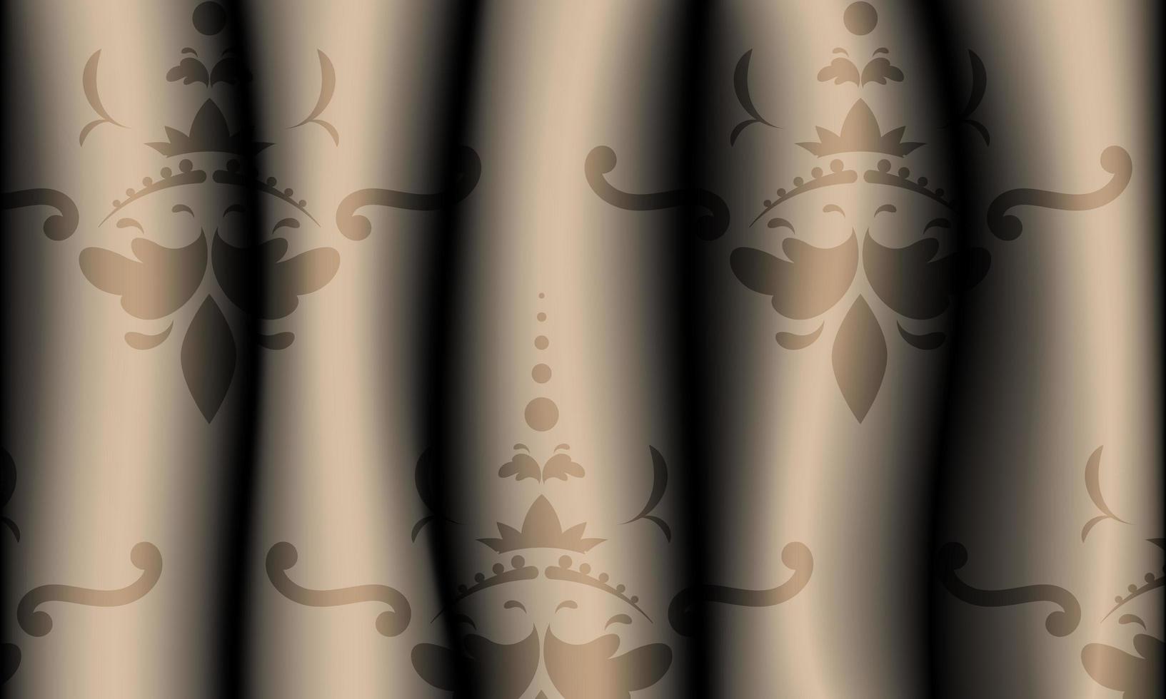 Beige realistic curtain with a pattern. Vector illustration.