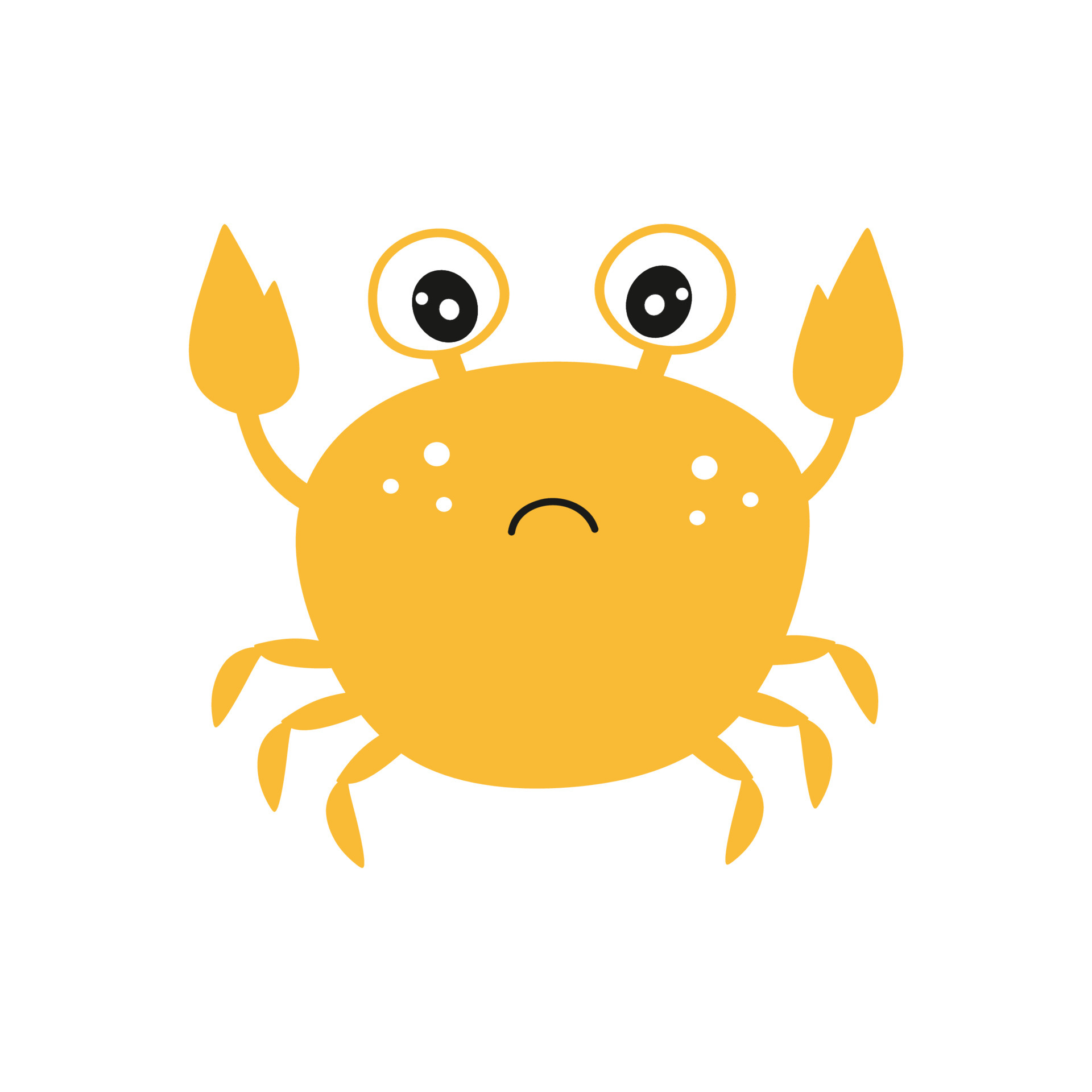 Sad yellow crab on a white background. Children's vector cartoon  illustration, cartoon character. Drawing for children's room design,  clothing, textiles. Isolated icon of a crab. 4598484 Vector Art at Vecteezy