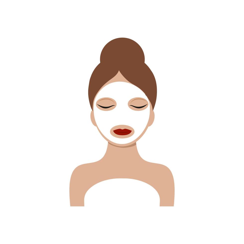 chica con máscara cosmética en su rostro. vector