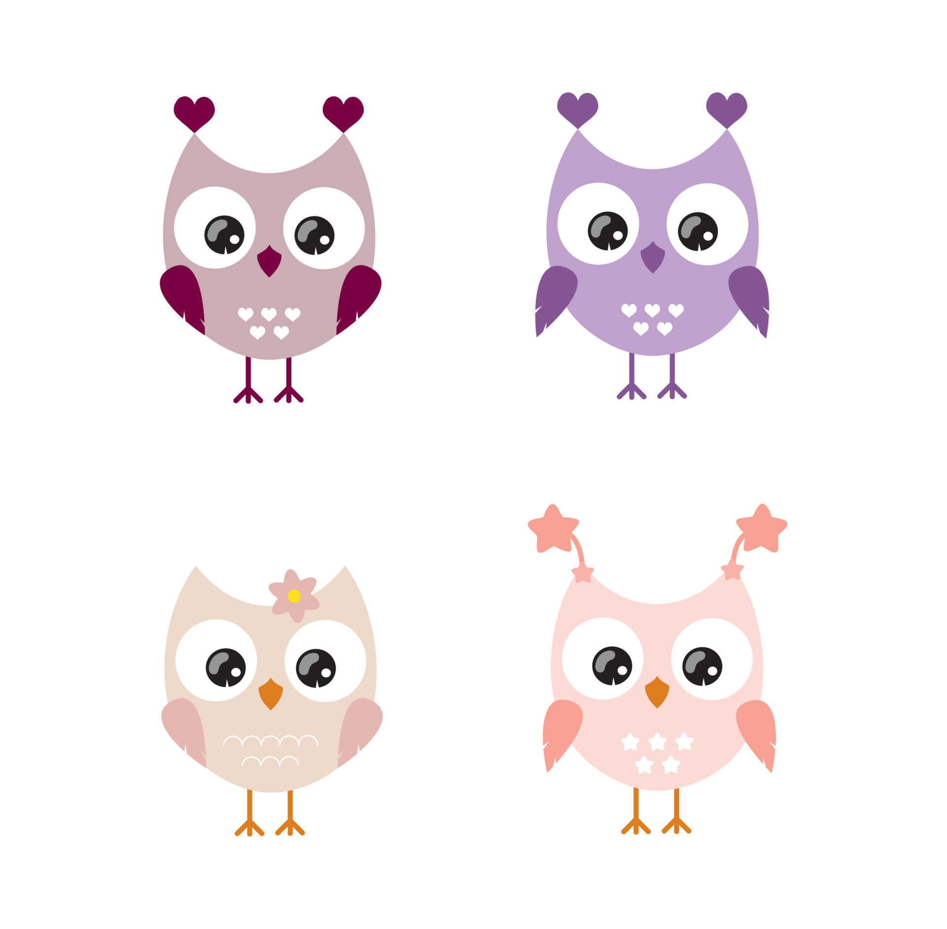 Baby Girl Owls Clip Art