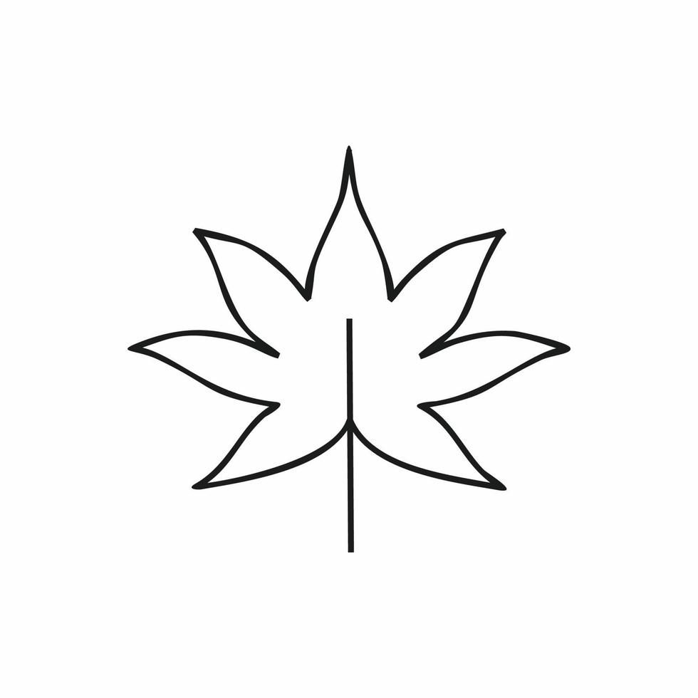Maple leaf in the style of Doodle illustration in ink by hand. Coloring black leaf tree outline. Single element, icon, icon on a white background. Vector illustration for postcard design.