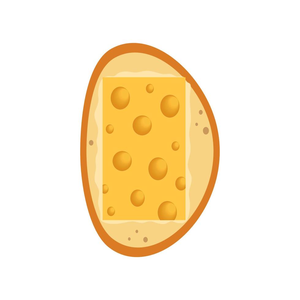 un trozo de queso sobre pan y mantequilla. dibujo de dibujos animados de vector de un sándwich. comida rápida para el desayuno. Ilustración de comida chatarra y bocadillos rápidos. cocina, recetario, programa de cocina.