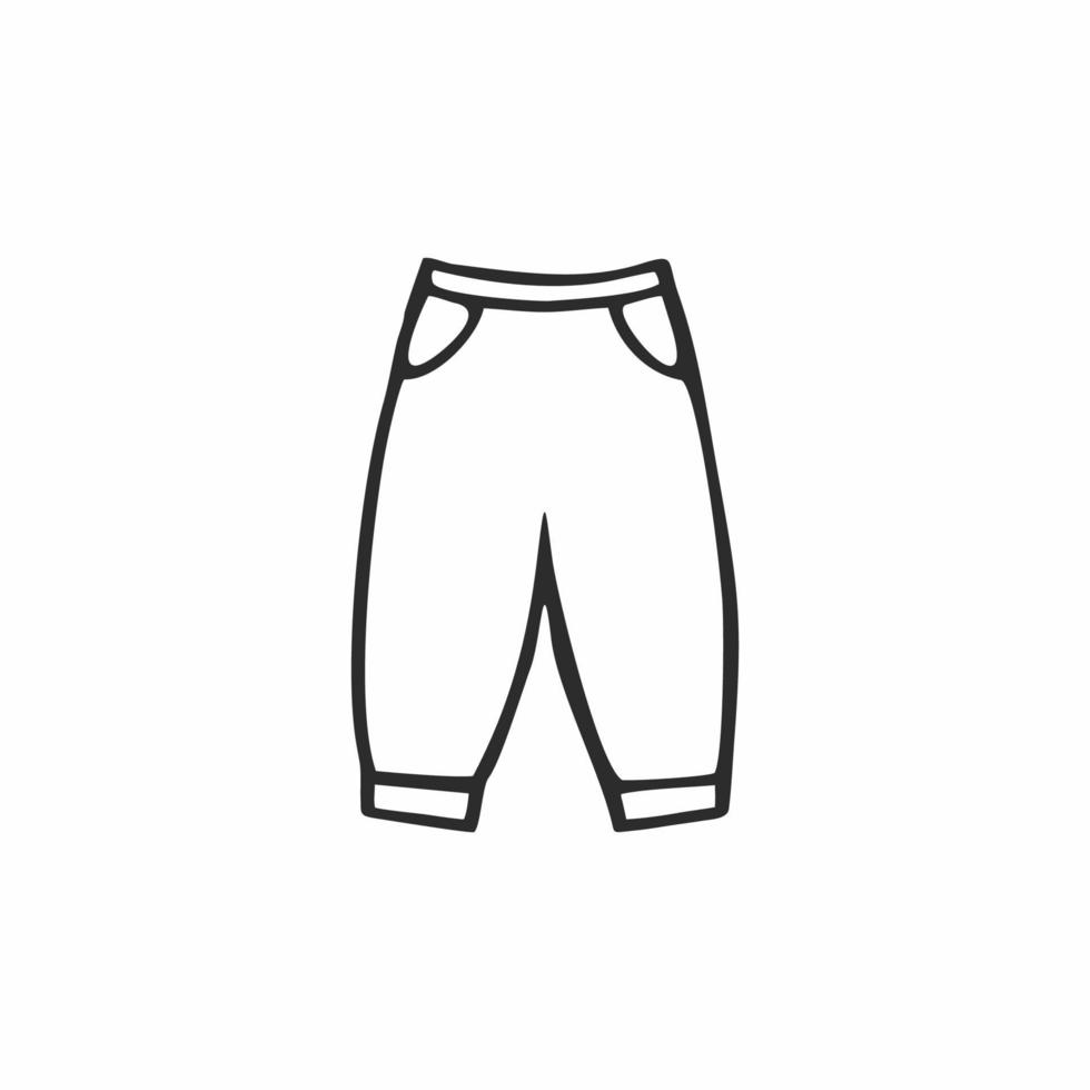 Pants for a child isolated on a white background. Vector Doodle  illustration of clothing for children.