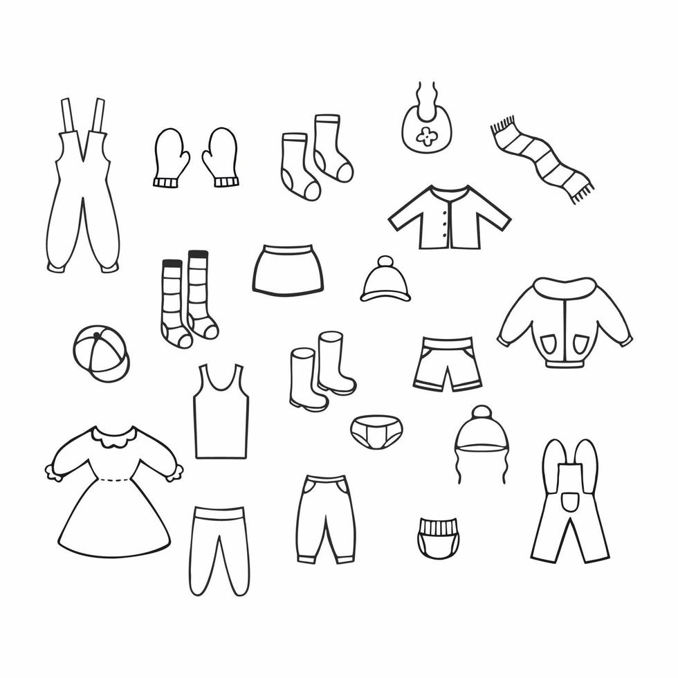 clothes clipart for kids black and white