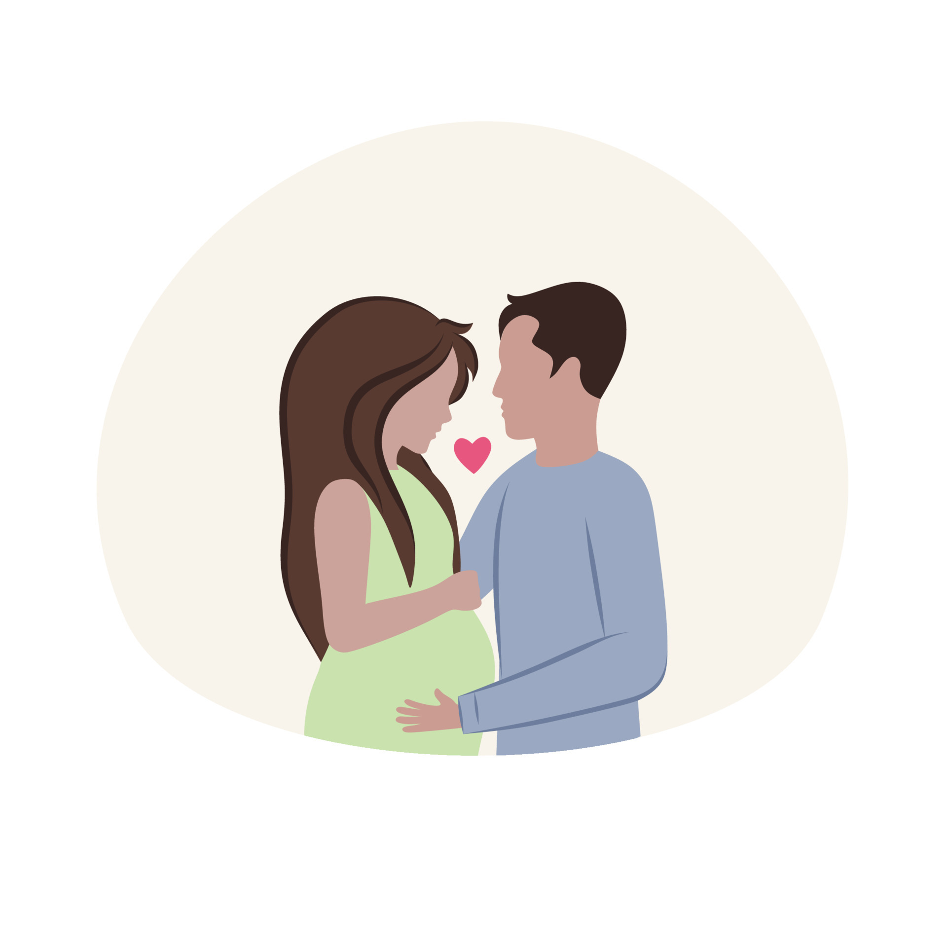 A man and a woman are waiting for the birth of a child. Pregnant girl and  her husband . Pregnancy, family, and motherhood. Vector flat cartoon  illustration. the relationship between husband and