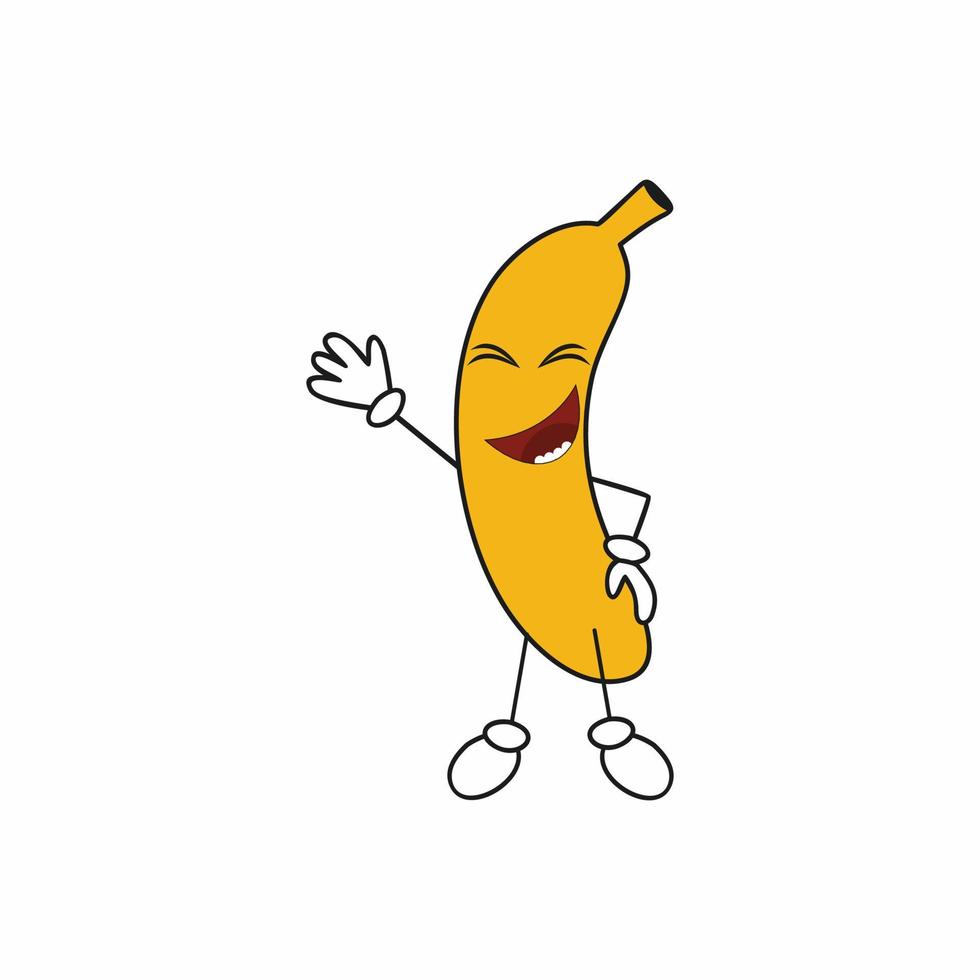 Funny smiley face. Yellow banana with closed eyes and a mocking smile. vector