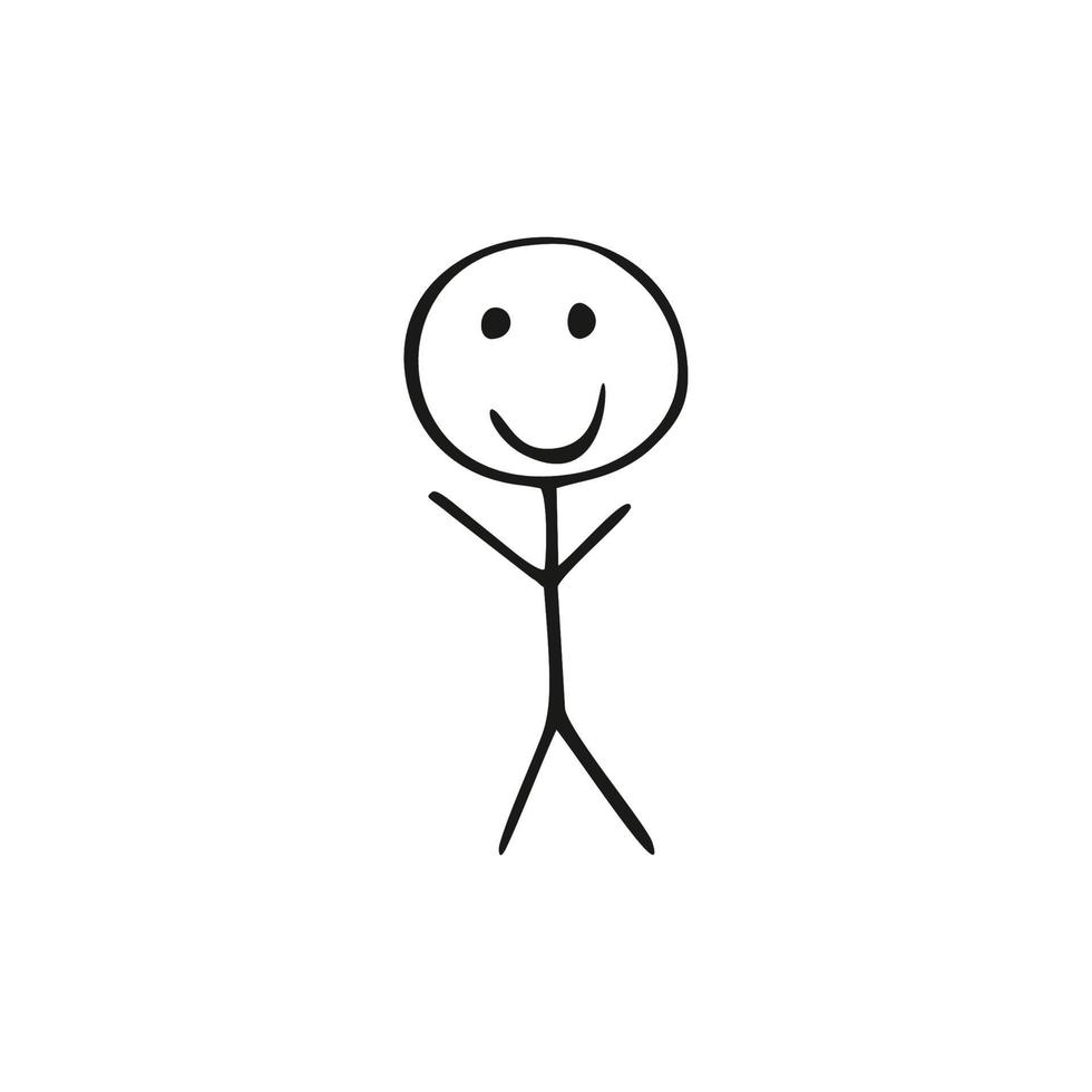 el dibujo de un niño de una persona a partir de líneas sobre un fondo blanco. un simple dibujo infantil de un garabato humano. dibujo a lápiz, ilustración vectorial. vector