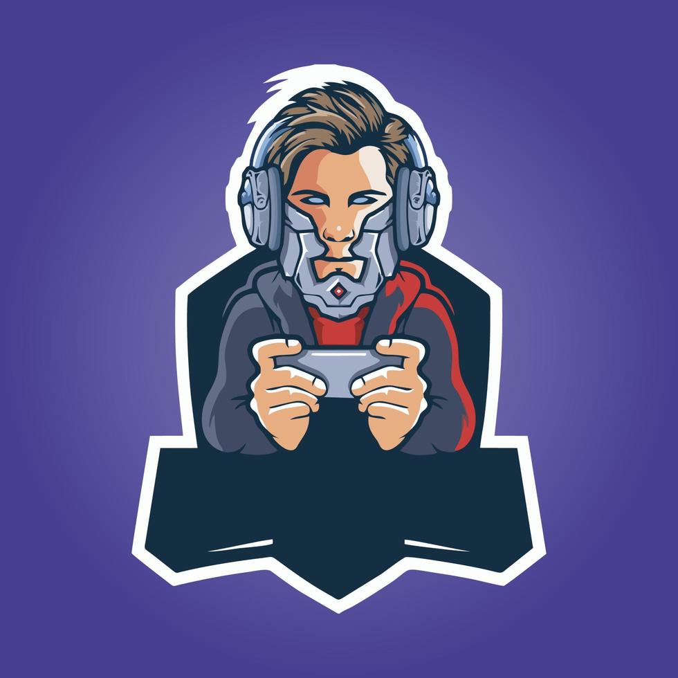gamer mascot logo design vector, gamer illustration for sport team. modern illustrator concept style for badge vector