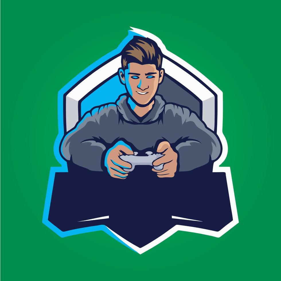 vector de diseño de logotipo de mascota de jugador, ilustración de jugador para equipo deportivo. estilo moderno del concepto del ilustrador para la insignia