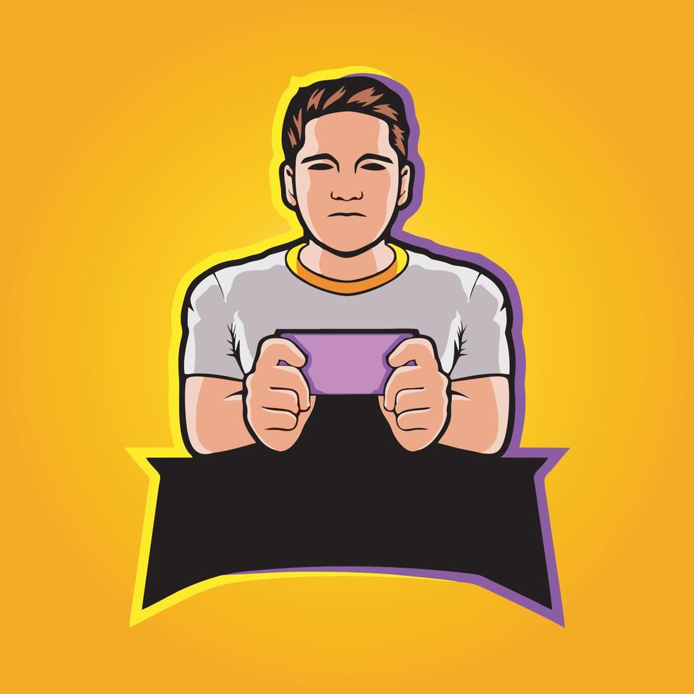 gamer mascot logo design vector, gamer illustration for sport team. modern illustrator concept style for badge vector