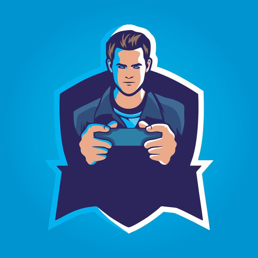 gamer mascot logo design vector, gamer illustration for sport team. modern illustrator concept style for badge vector