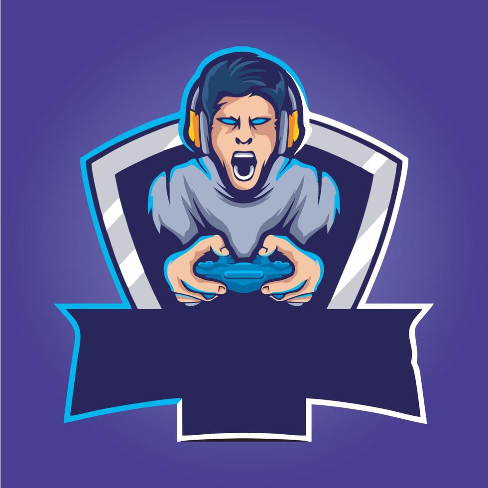 gamer mascot logo design vector, gamer illustration for sport team. modern illustrator concept style for badge vector