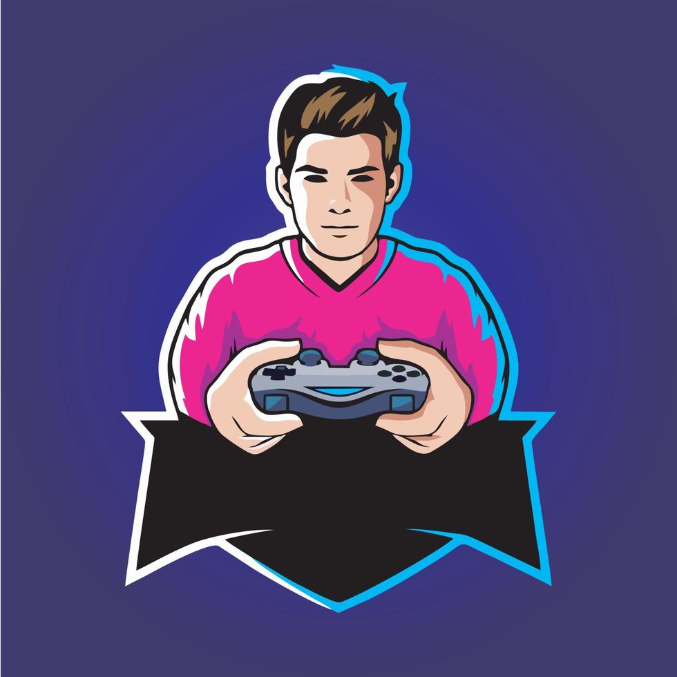 gamer mascot logo design vector, gamer illustration for sport team. modern illustrator concept style for badge vector