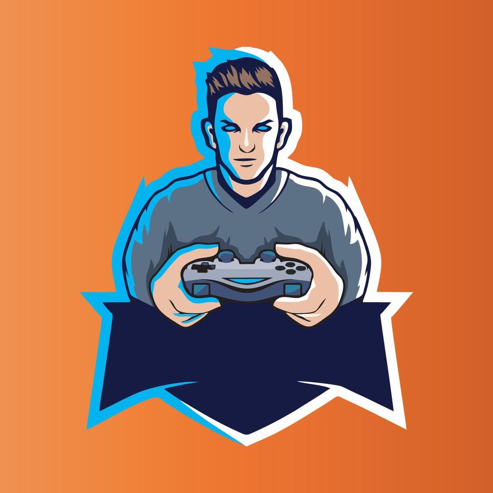 gamer mascot logo design vector, gamer illustration for sport team. modern illustrator concept style for badge vector