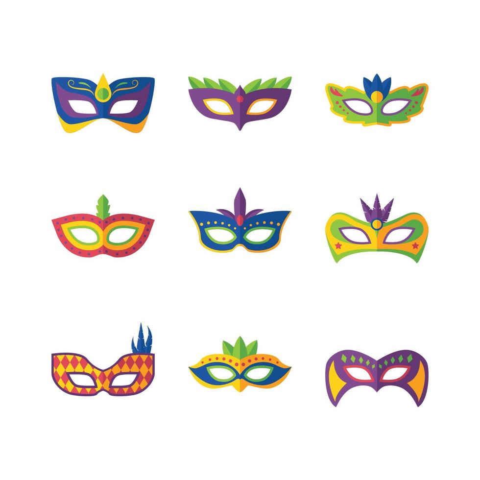 conjunto de iconos de máscara de mardi gras vector