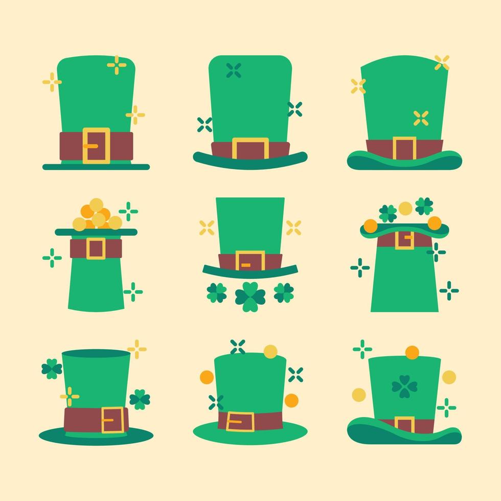 Conjunto de iconos de sombrero de San Patricio vector