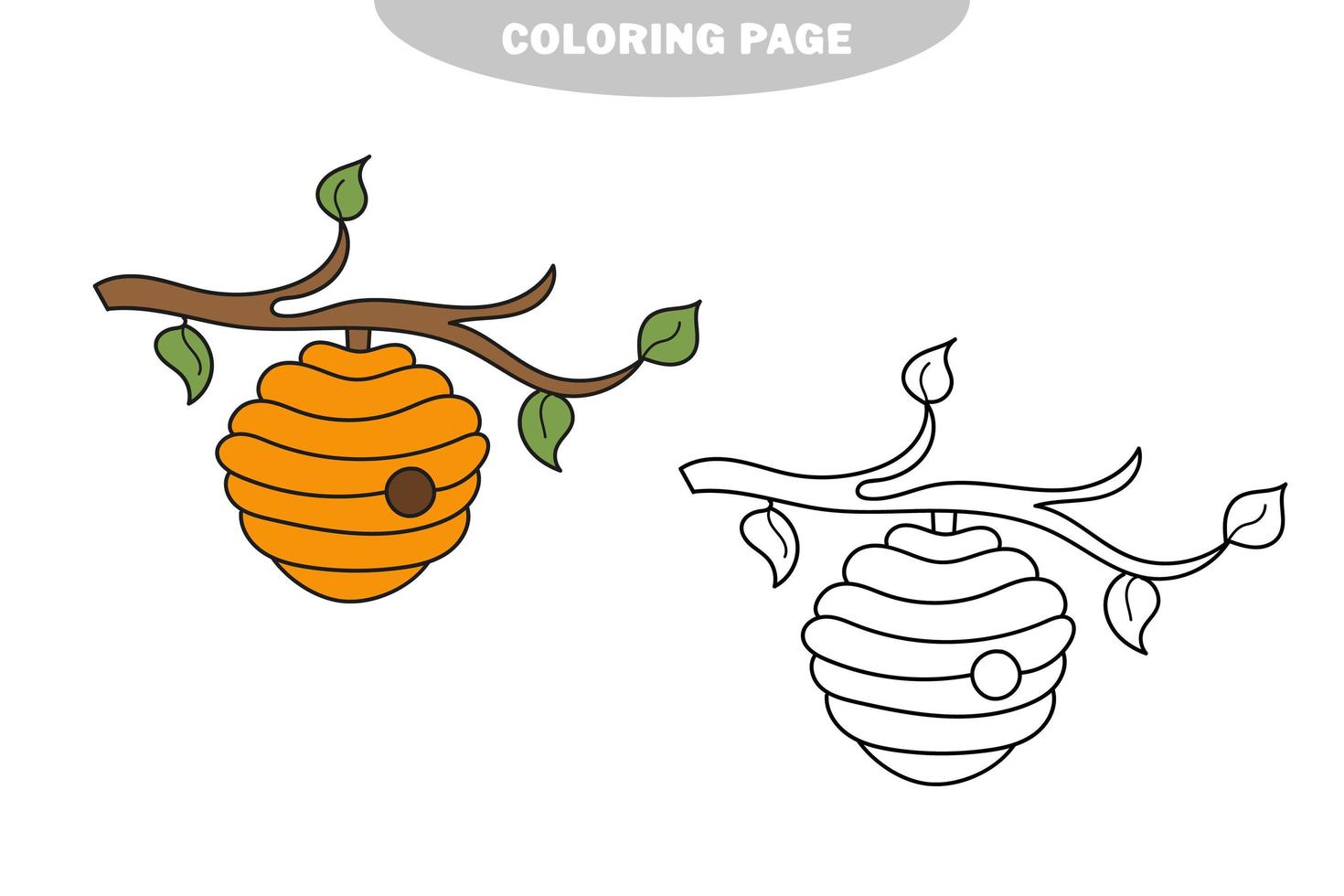 simple página para colorear. libro para colorear para niños, colmena de abejas vector