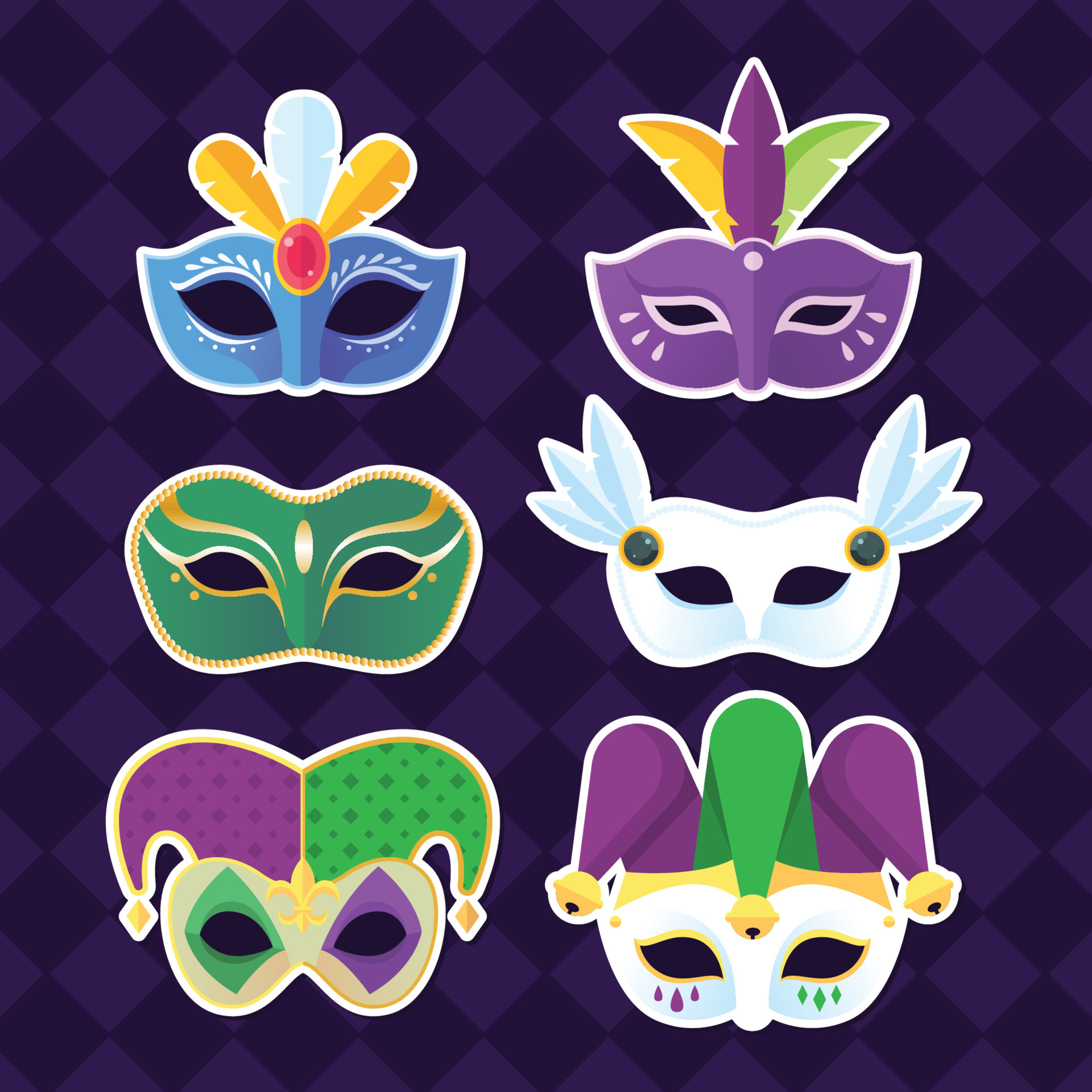 A Mardi Gras Festival Mask Stickers 4599527 Vector Art at Vecteezy