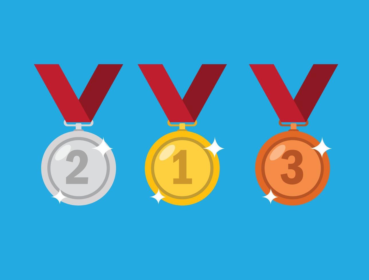 medal set winner competition in flat illustration vector icon