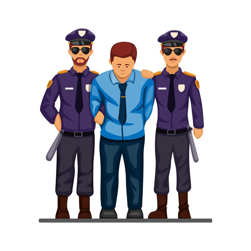 Police caught and handcuff businessman, corruption politician or illegal business symbol vector