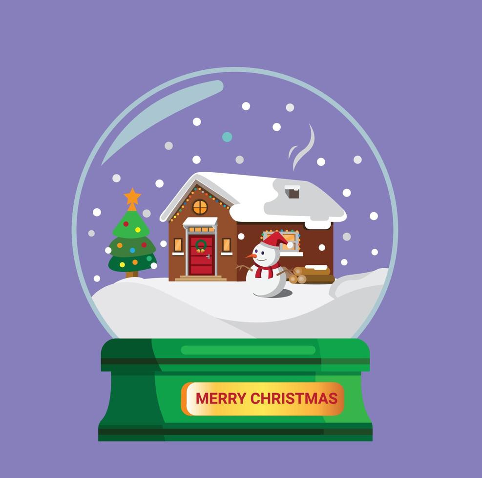 Snow globe gift or souvenir. house wood covered snow illustration vector