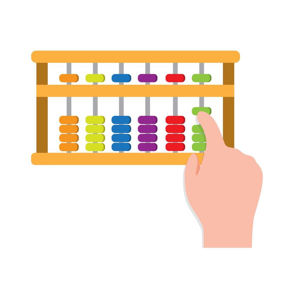 mano con ábaco, herramientas para aprender matemáticas para niños ilustración vectorial de dibujos animados aislado en fondo blanco vector