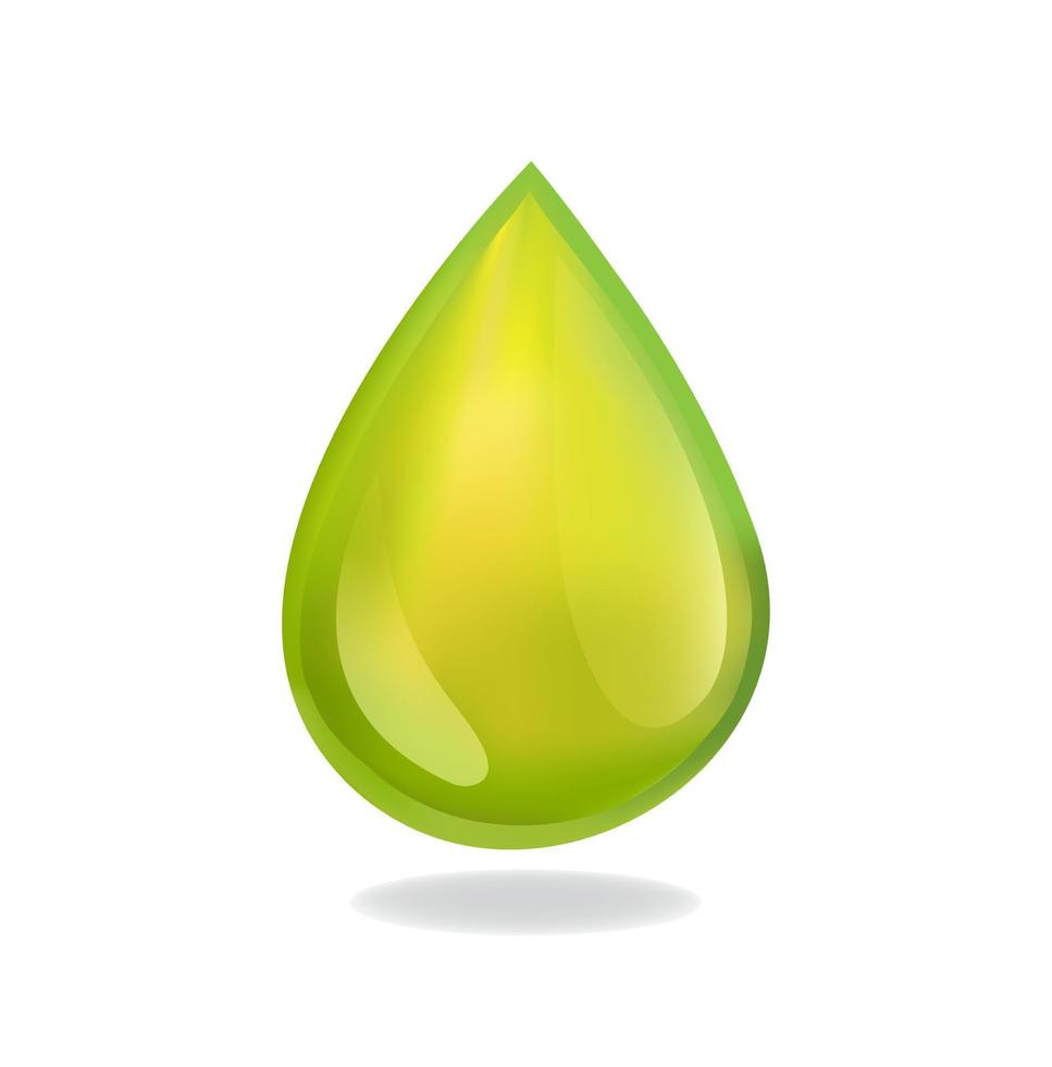 Droplet oil in green color symbol in realistic illustration vector on white background