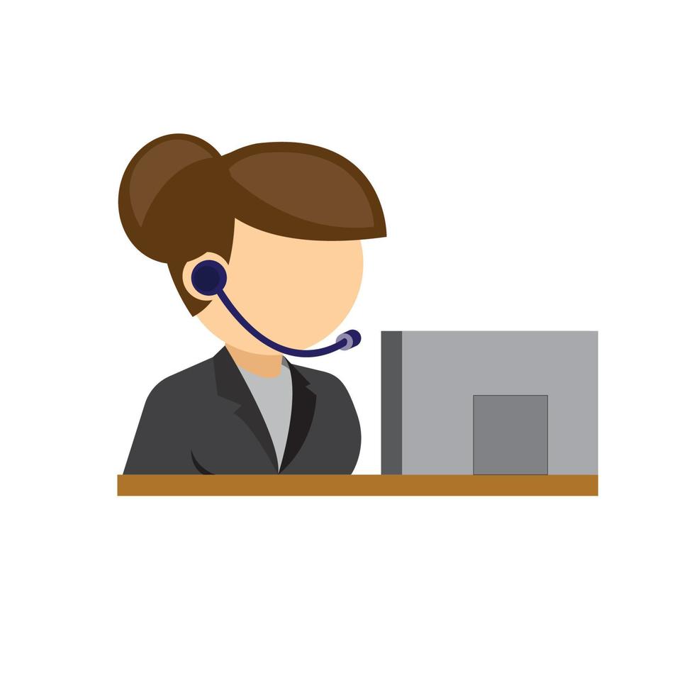 call support woman flat icon vector