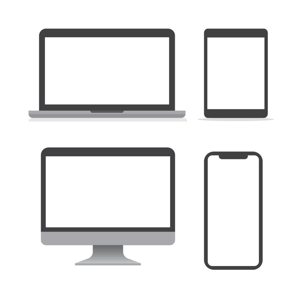 Flat design Computer, Laptop, Tablet and Smartphone Mockup Icon flat